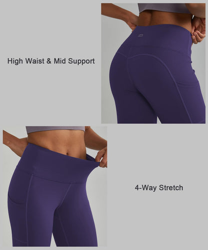 Anti-Nail Leggings for Women, Non-See-Through Yoga Pants with Phone Pockets, Tummy Control Full-Length/Capri Tights