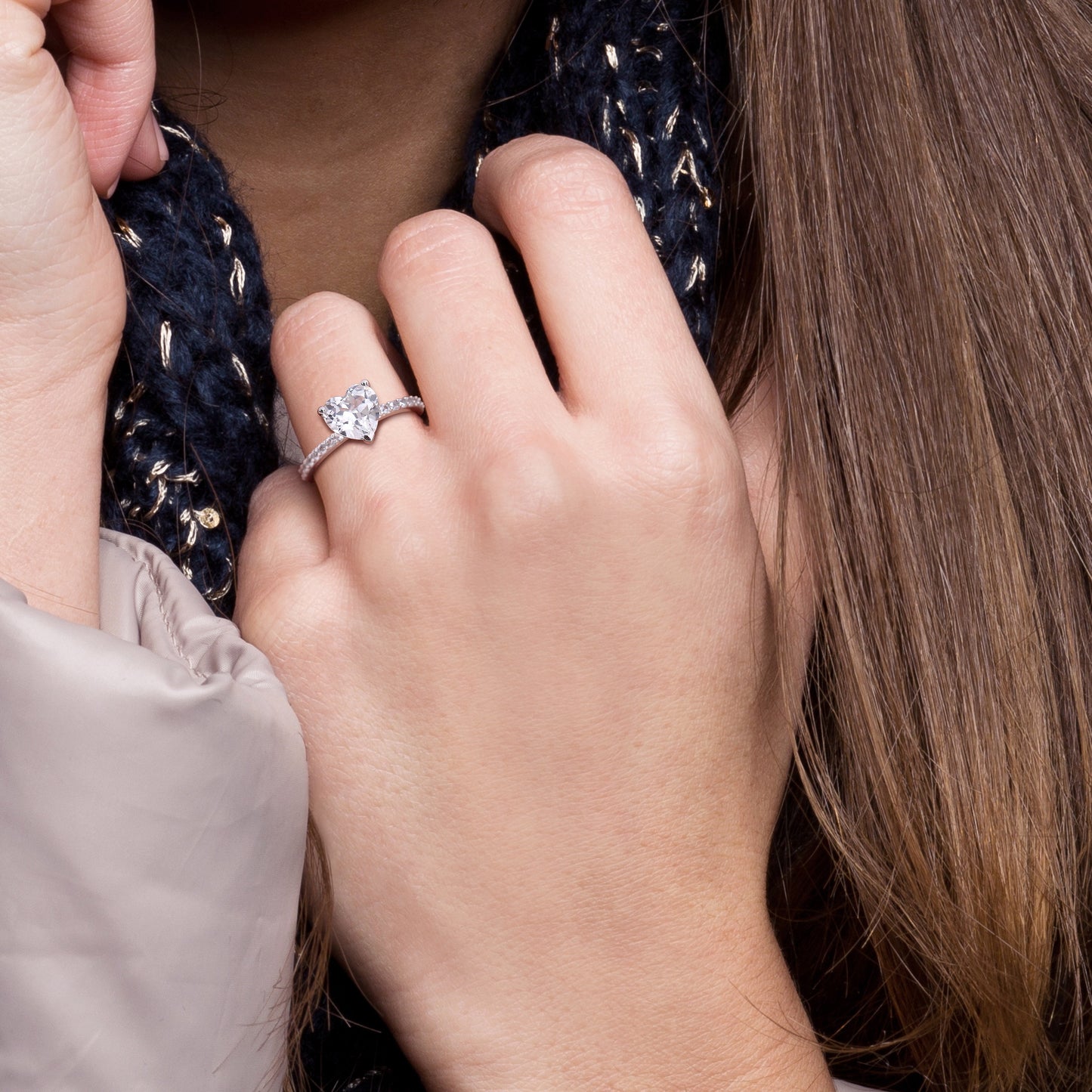 Women's Created White Sapphire Engagement Ring Crafted in 10K White Gold
