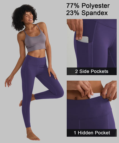 Anti-Nail Leggings for Women, Non-See-Through Yoga Pants with Phone Pockets, Tummy Control Full-Length/Capri Tights