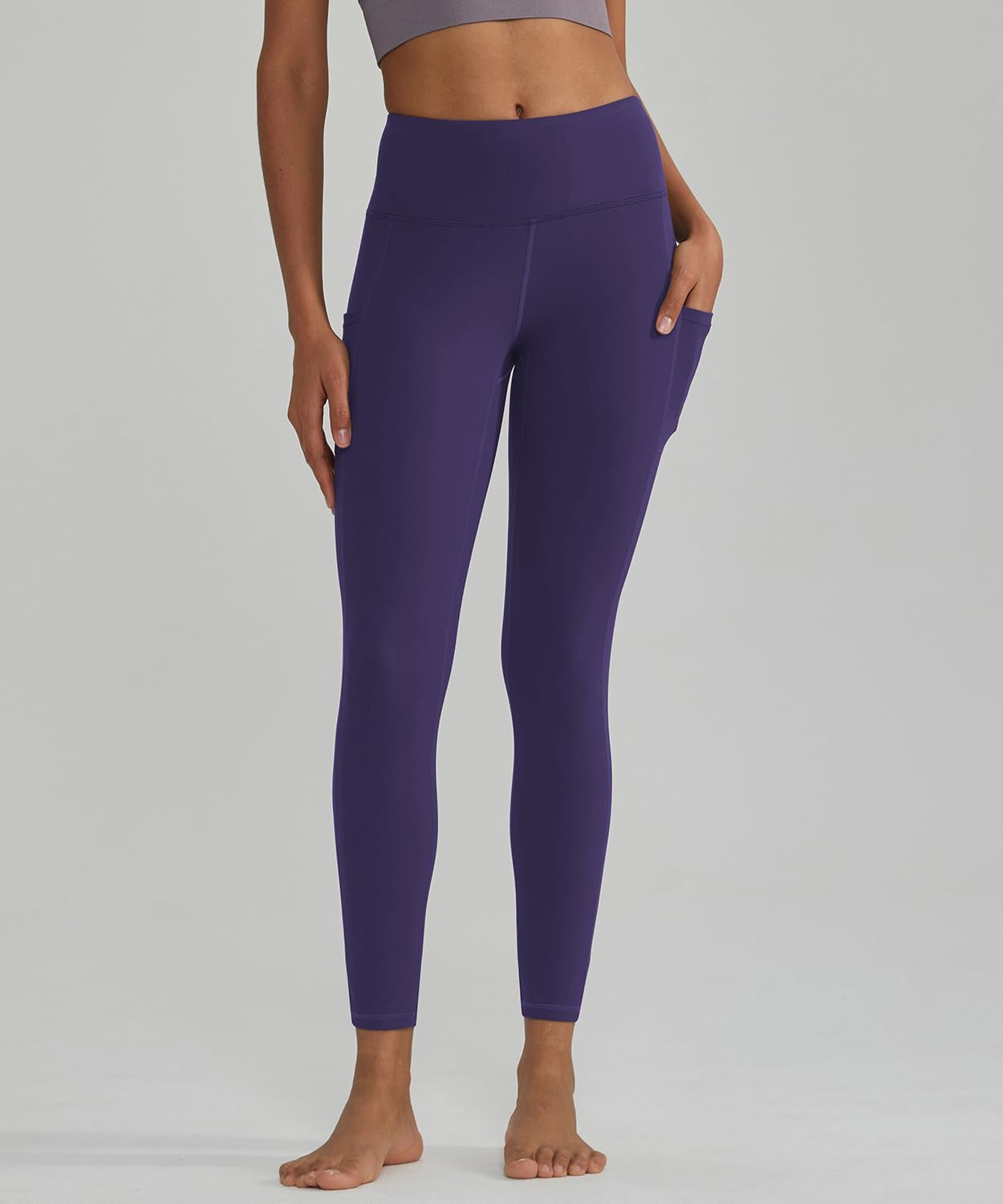 Anti-Nail Leggings for Women, Non-See-Through Yoga Pants with Phone Pockets, Tummy Control Full-Length/Capri Tights