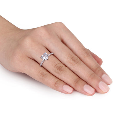 Women's Created White Sapphire Engagement Ring Crafted in 10K White Gold