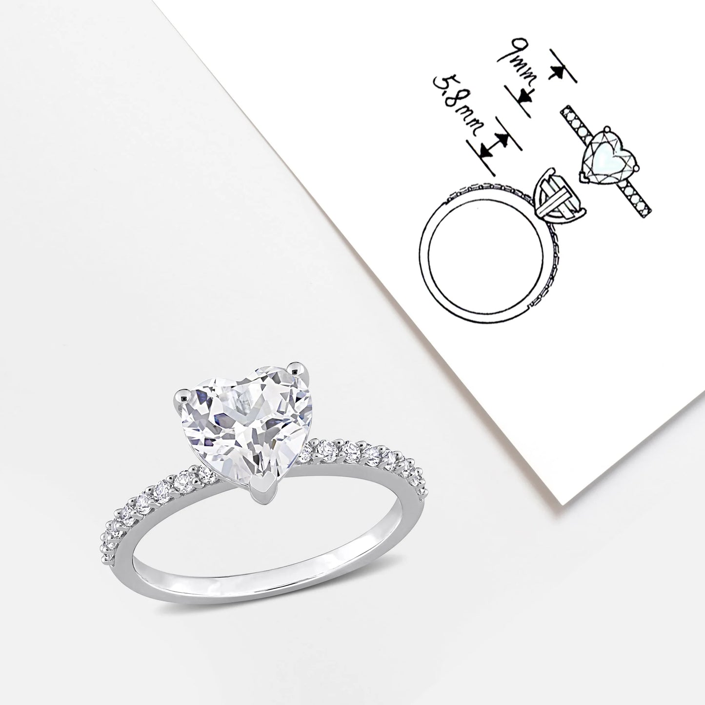 Women's Created White Sapphire Engagement Ring Crafted in 10K White Gold