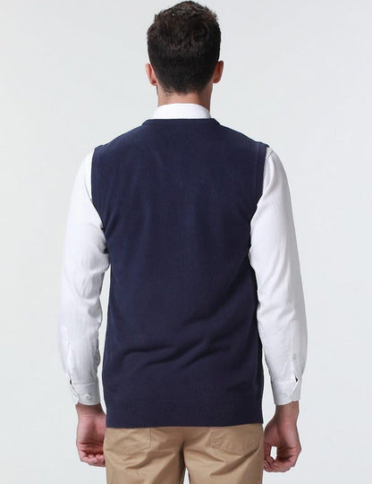 -Sweater-Vest-For-Men-Knit Vest Pullover V Neck Regular Fit Sleeveless Lightweight