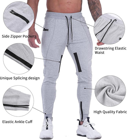 Mens Slim Joggers Sweatpants Tapered Gym Pants Casual Training Workout Pants Track Pant