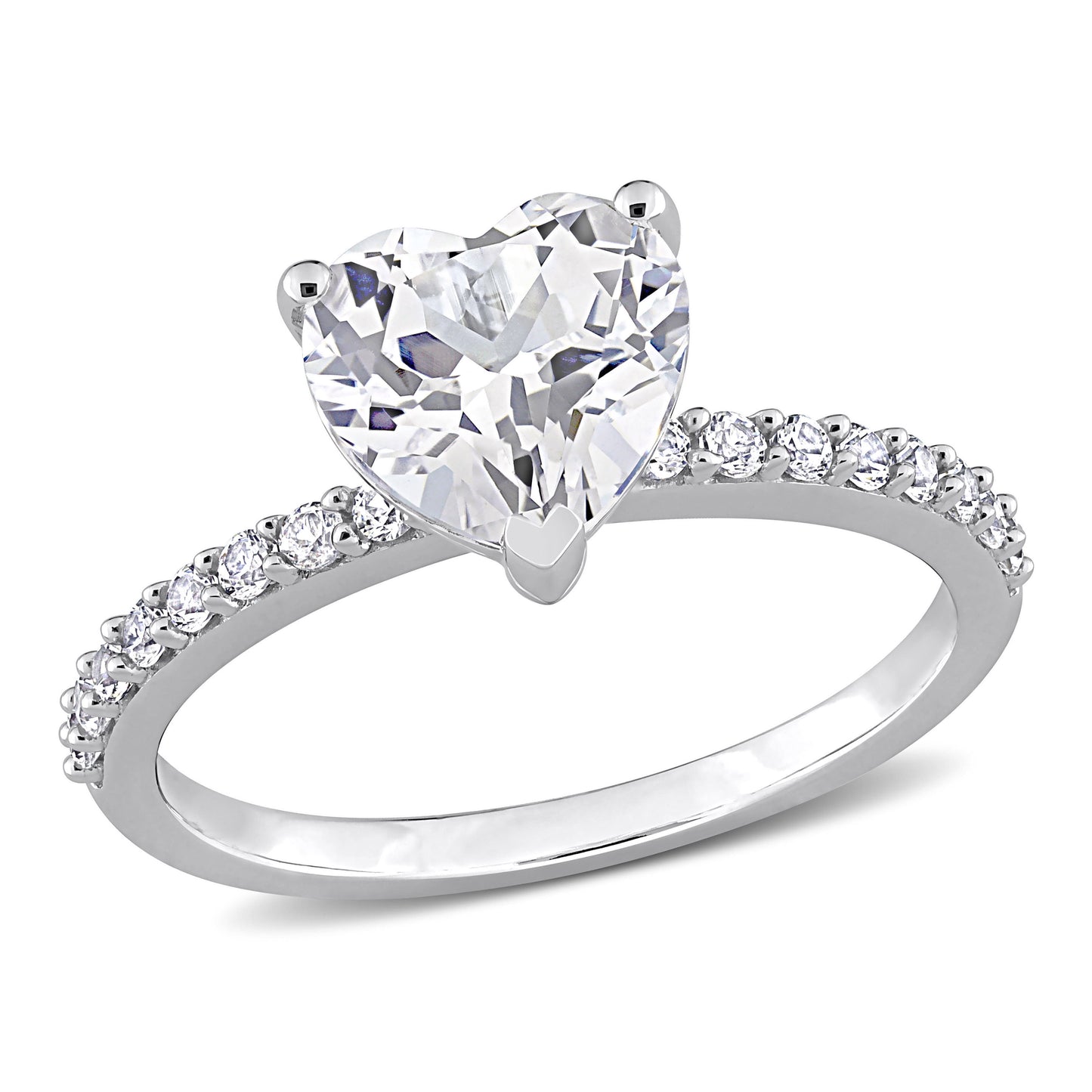 Women's Created White Sapphire Engagement Ring Crafted in 10K White Gold