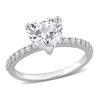 Women's Created White Sapphire Engagement Ring Crafted in 10K White Gold
