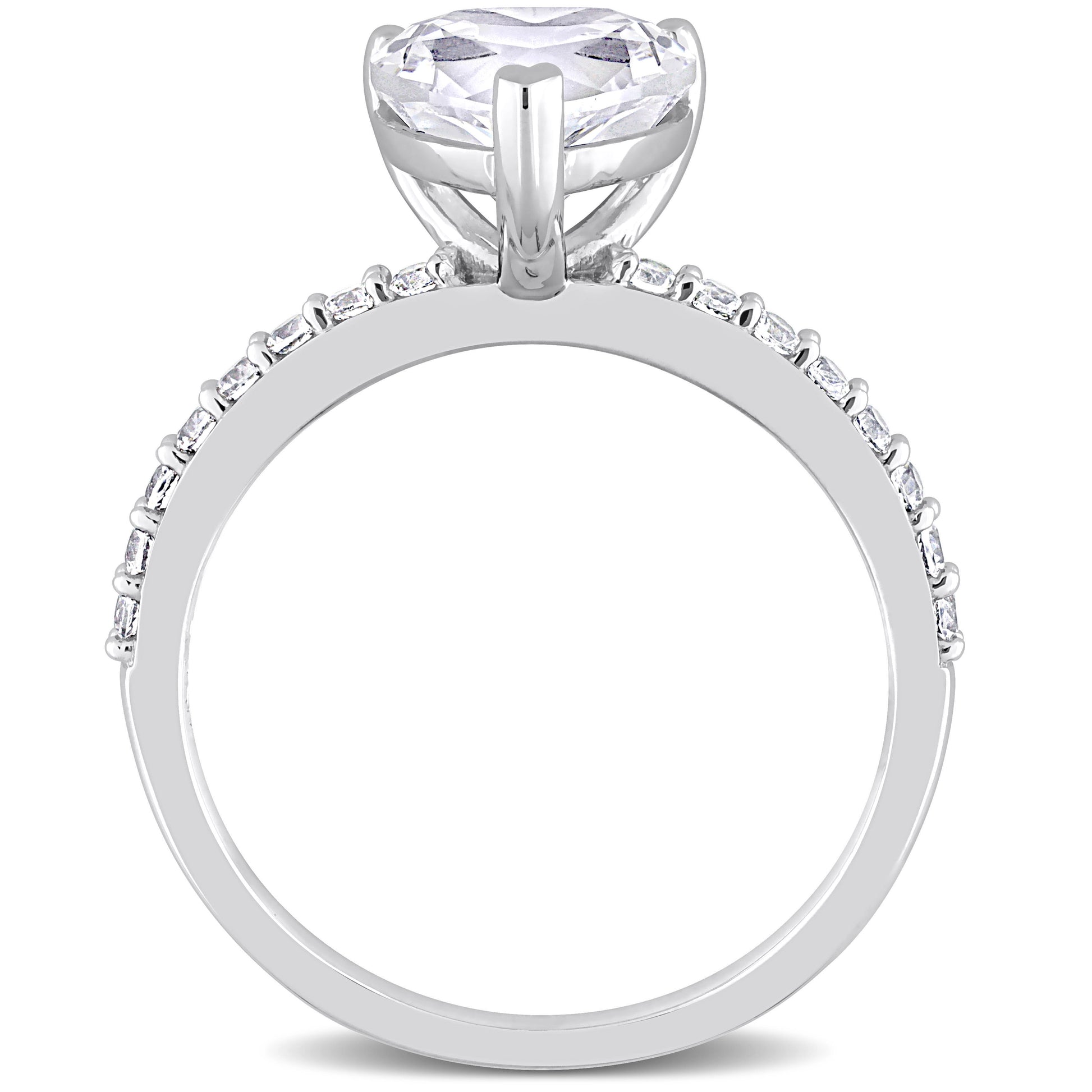Women's Created White Sapphire Engagement Ring Crafted in 10K White Gold