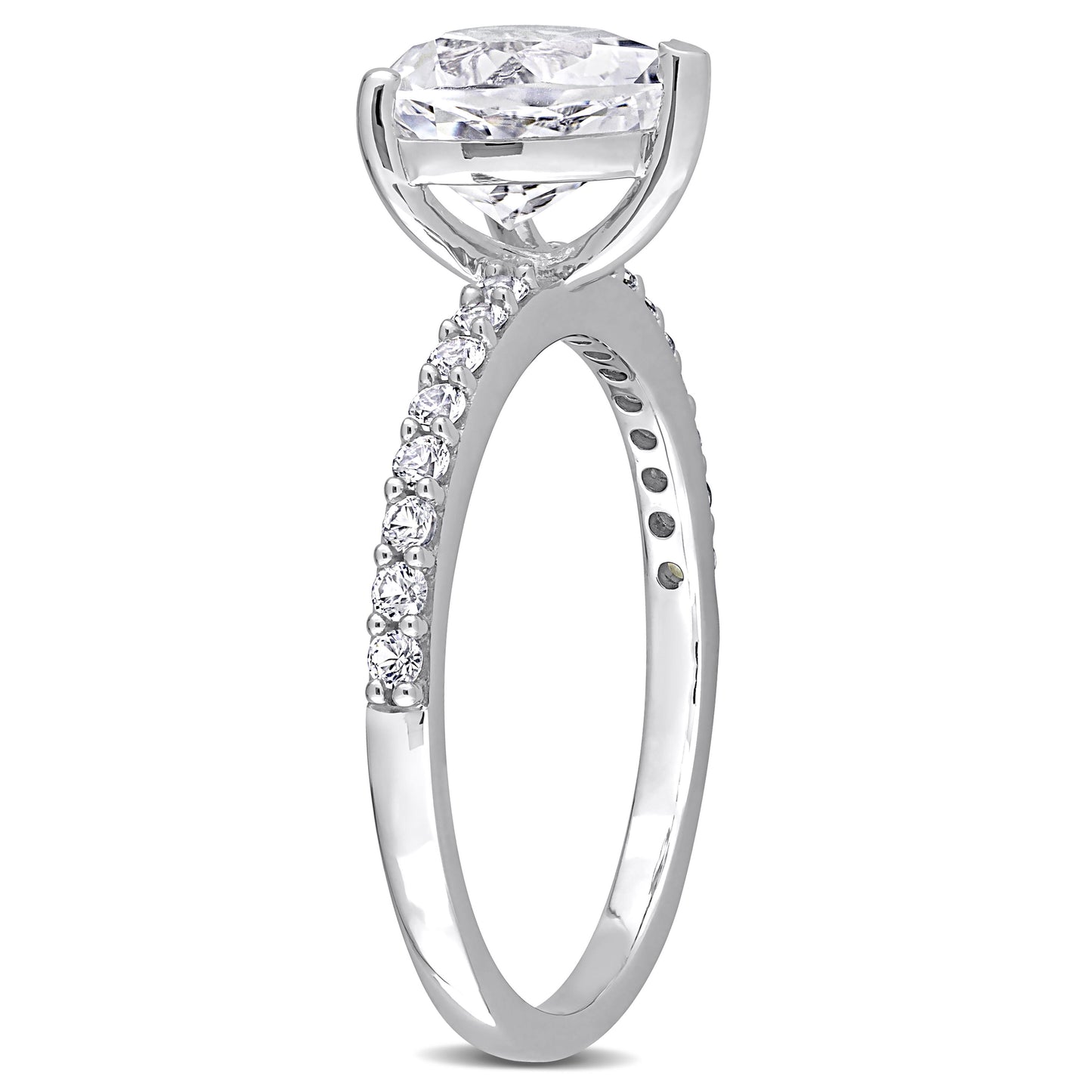 Women's Created White Sapphire Engagement Ring Crafted in 10K White Gold