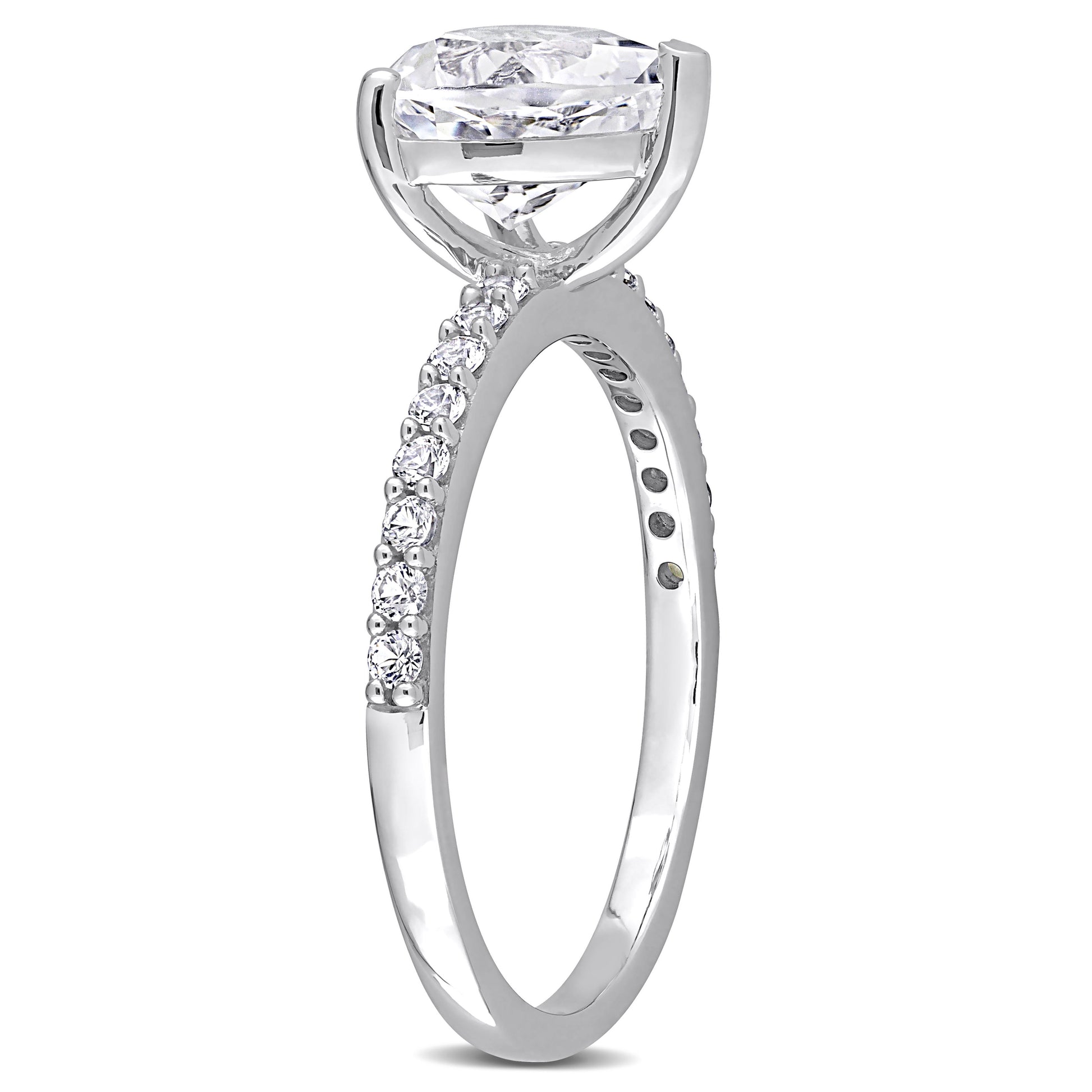 Women's Created White Sapphire Engagement Ring Crafted in 10K White Gold