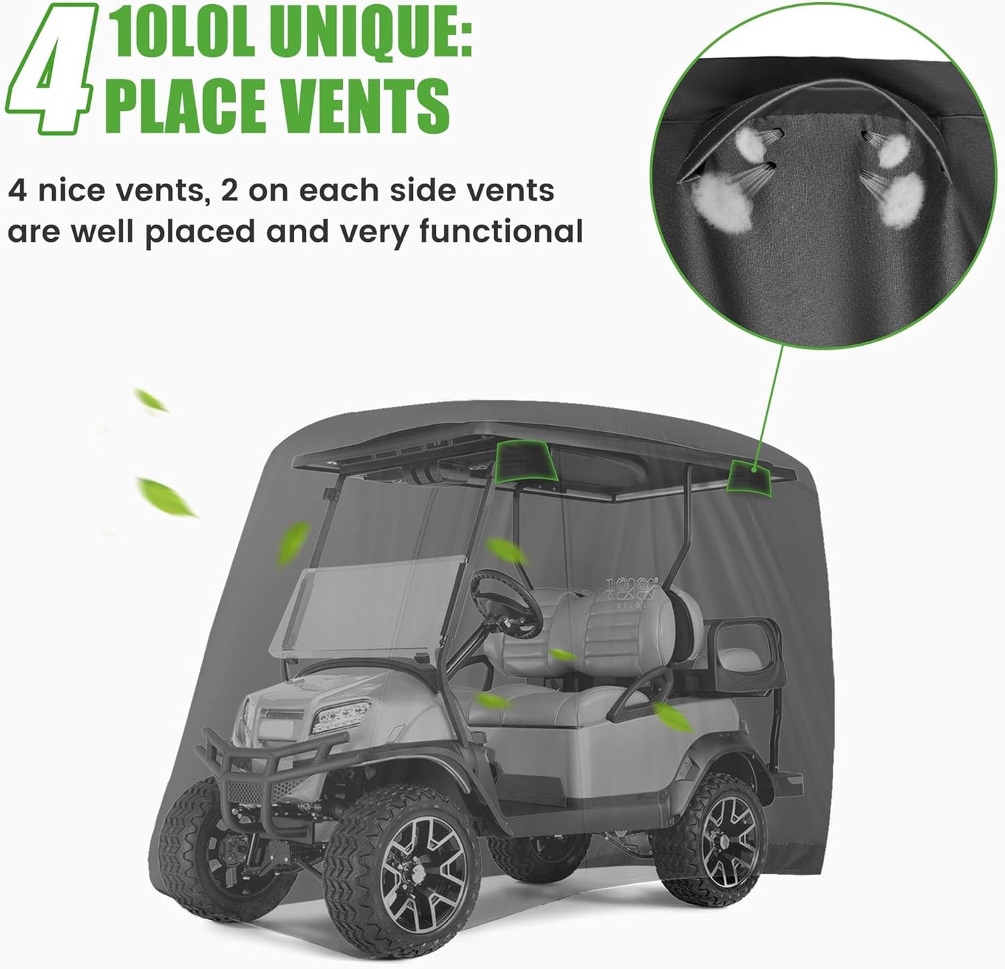 Universal Golf Cart Covers for Yamaha, Club Car, EZGO, Waterproof 2/4 Passenger Heavy Duty Golf Cart Rain Covers with 3 Zipper Doors Extended Roof for Outdoor All-Weather Protection